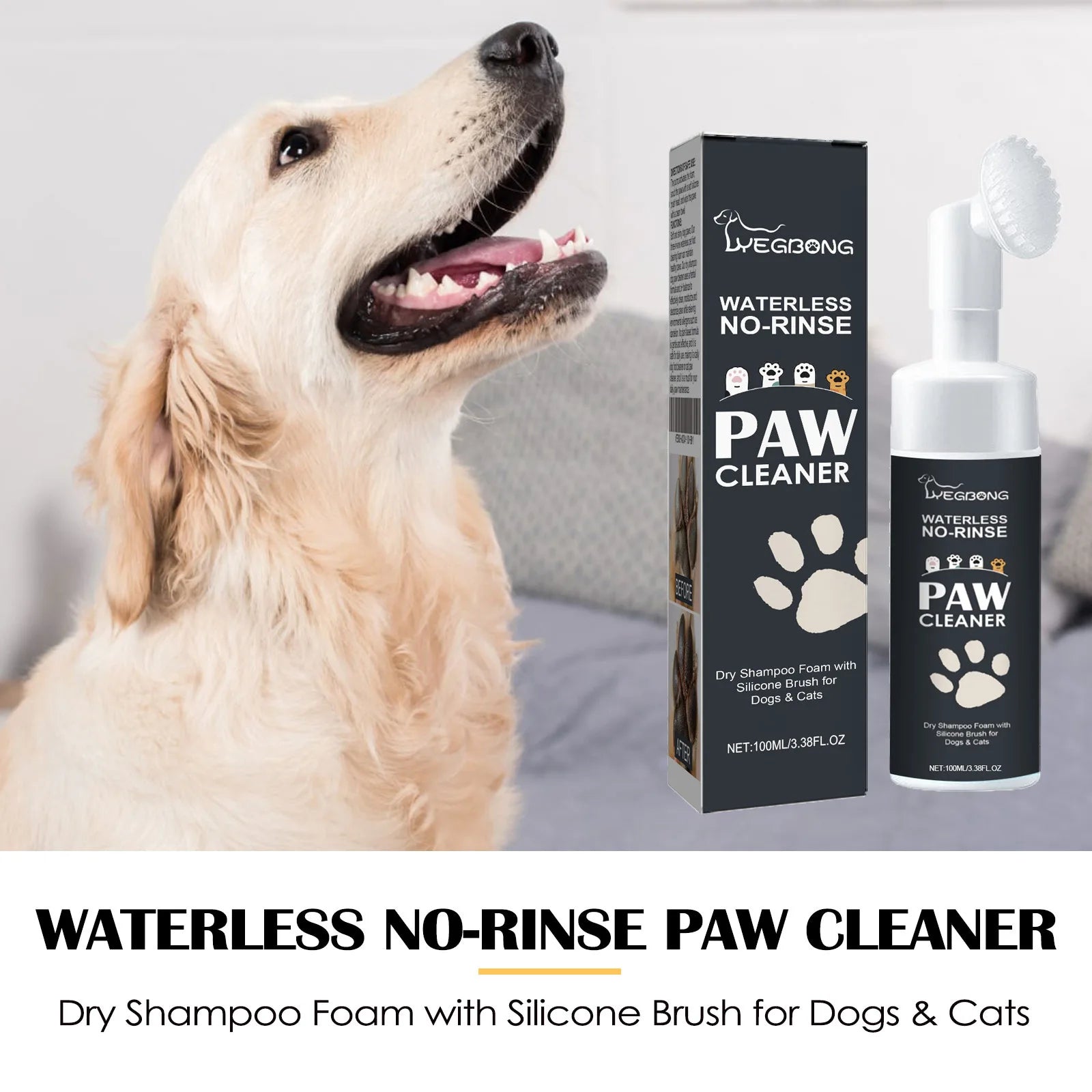 PurePaws™ Foam Brush – Gentle Waterless Paw Cleanser for Sensitive Pets